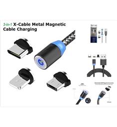 Magnet. kabel USB 3v1 360° Lighting, Micro, Type-C, 1m