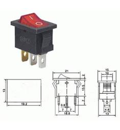 Vypín. kolébkový ON-OFF 1pol. 3P 250V 3A, červený