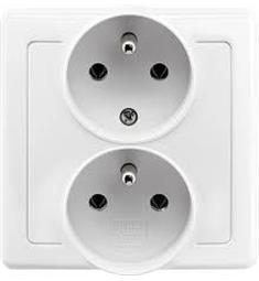 .zásuvka dvojnás.ABB Swing v bílé barvě.5512G-A02349 B1 Obsahuje šroubové svorky. Vhodná pro elektroinstalaci v domácnosti.