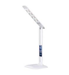 LED stolní lampička stmívatelná s displejem, 6W, volba teploty světla, bílý lesk